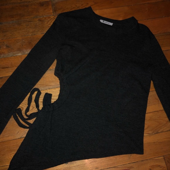 T By Alexander Wang Ruched Cut Out Sweater in grey - Picture 3 of 4